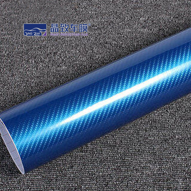 couleur bleu-foncé de fibre de carbone du film 3D de vinyle d'ANIMAL FAMILIER de 1.52x30M étirable