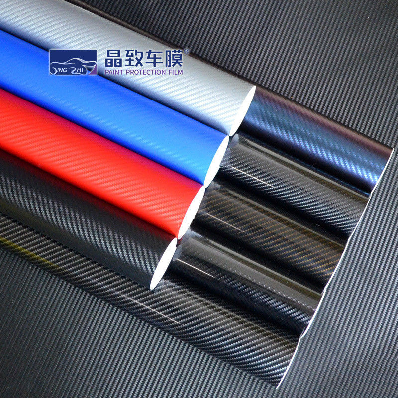 couleur bleu-foncé de fibre de carbone du film 3D de vinyle d'ANIMAL FAMILIER de 1.52x30M étirable