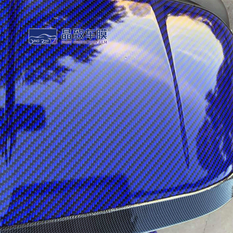 couleur bleu-foncé de fibre de carbone du film 3D de vinyle d'ANIMAL FAMILIER de 1.52x30M étirable